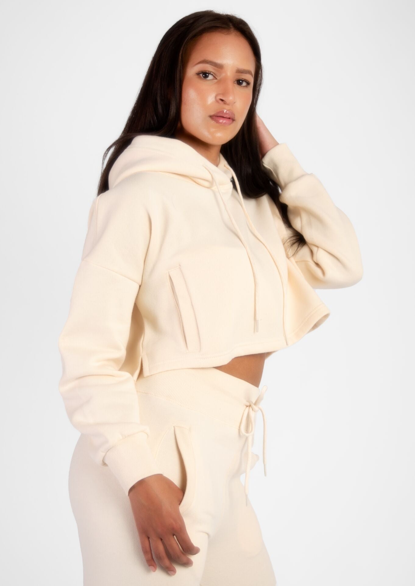 Cream Panel Hoodie Loungewear Set