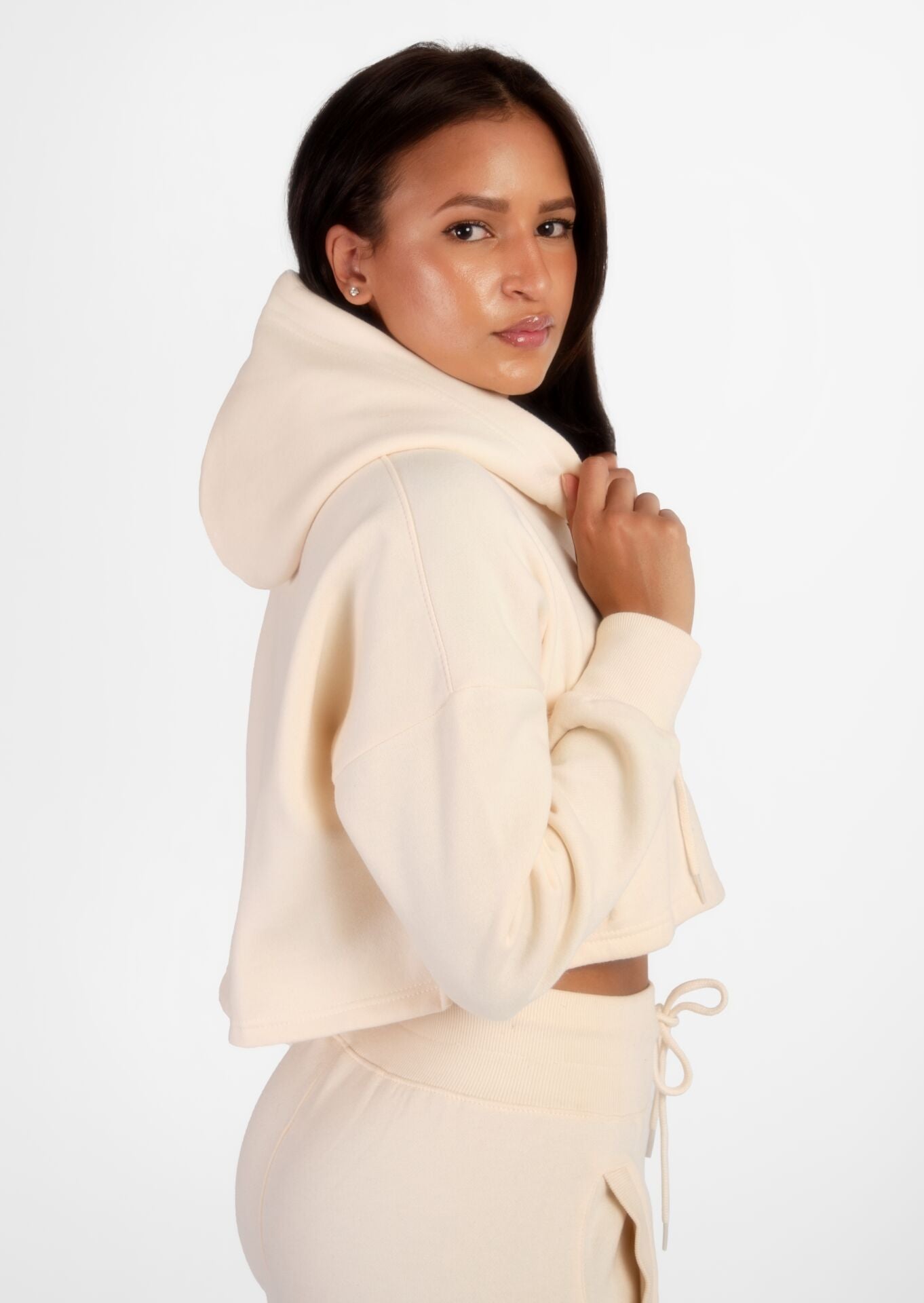 Cream Panel Hoodie Loungewear Set