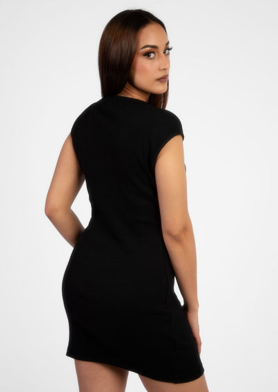 Black Sleeveless Ribbed Dress