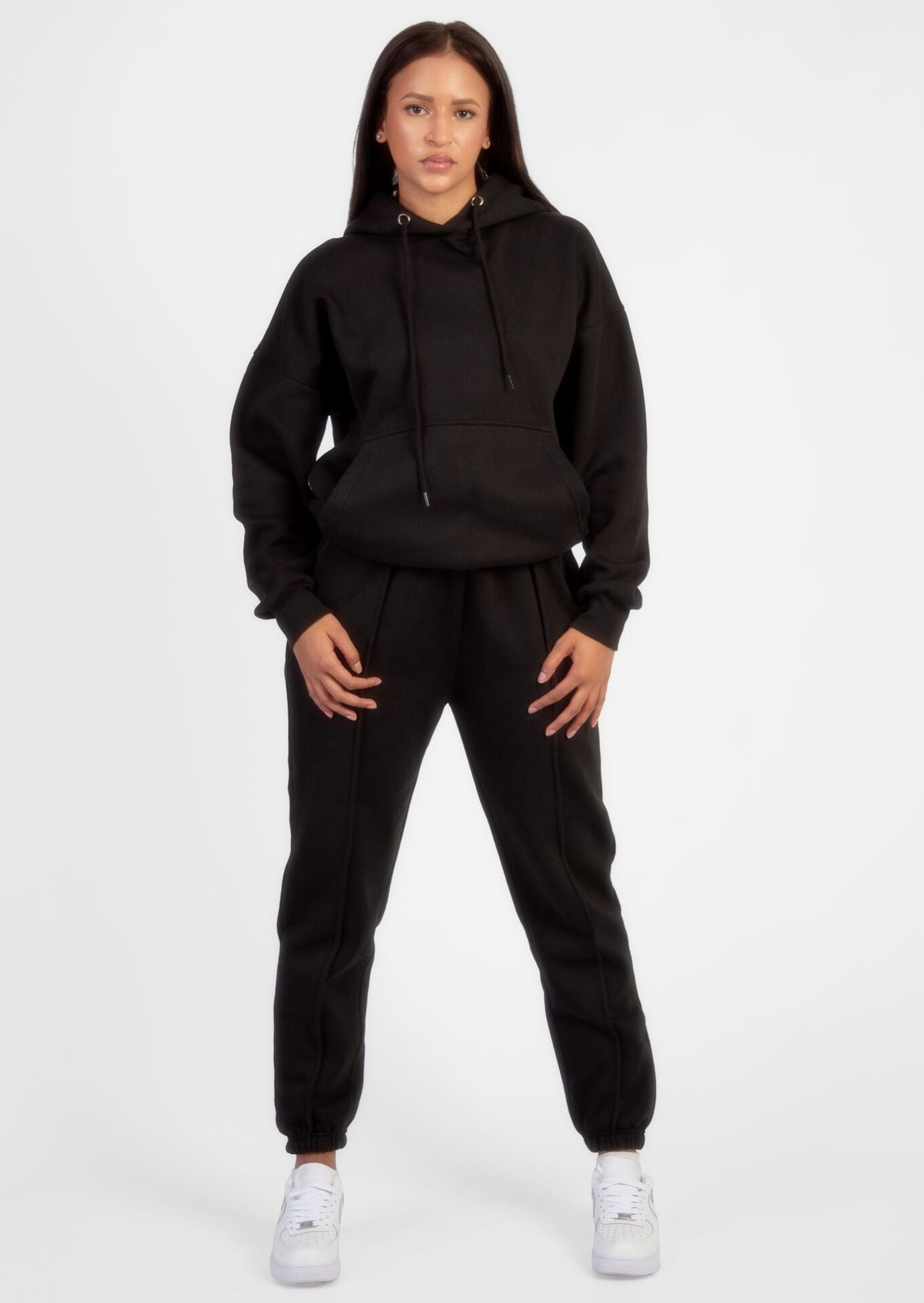 Black Oversized Pintuck Loungewear Set