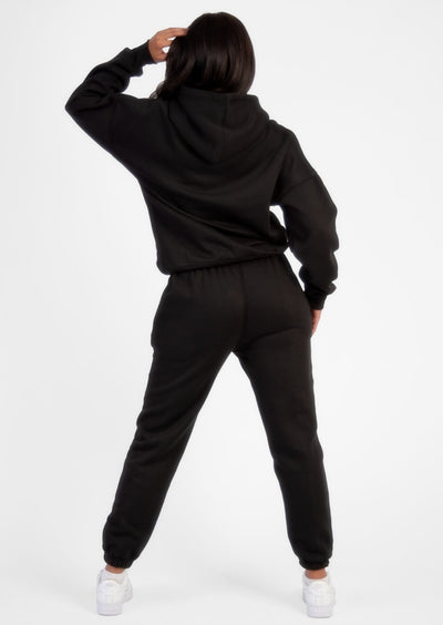 Black Oversized Pintuck Loungewear Set