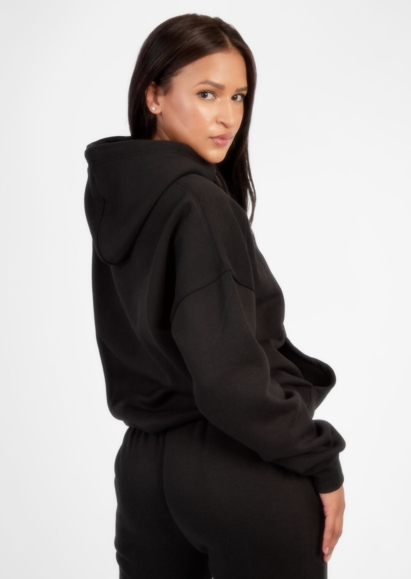 Black Oversized Pintuck Loungewear Set