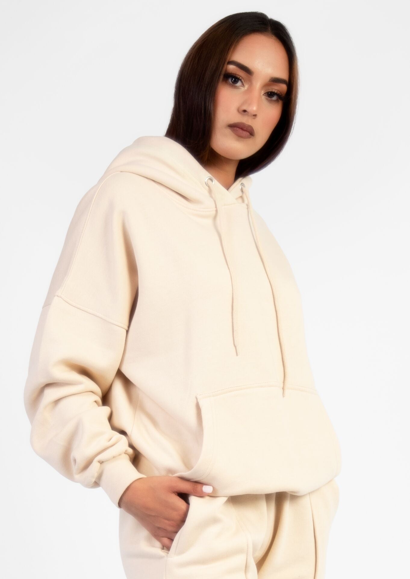 Beige Oversized PinTuck Loungewear Set