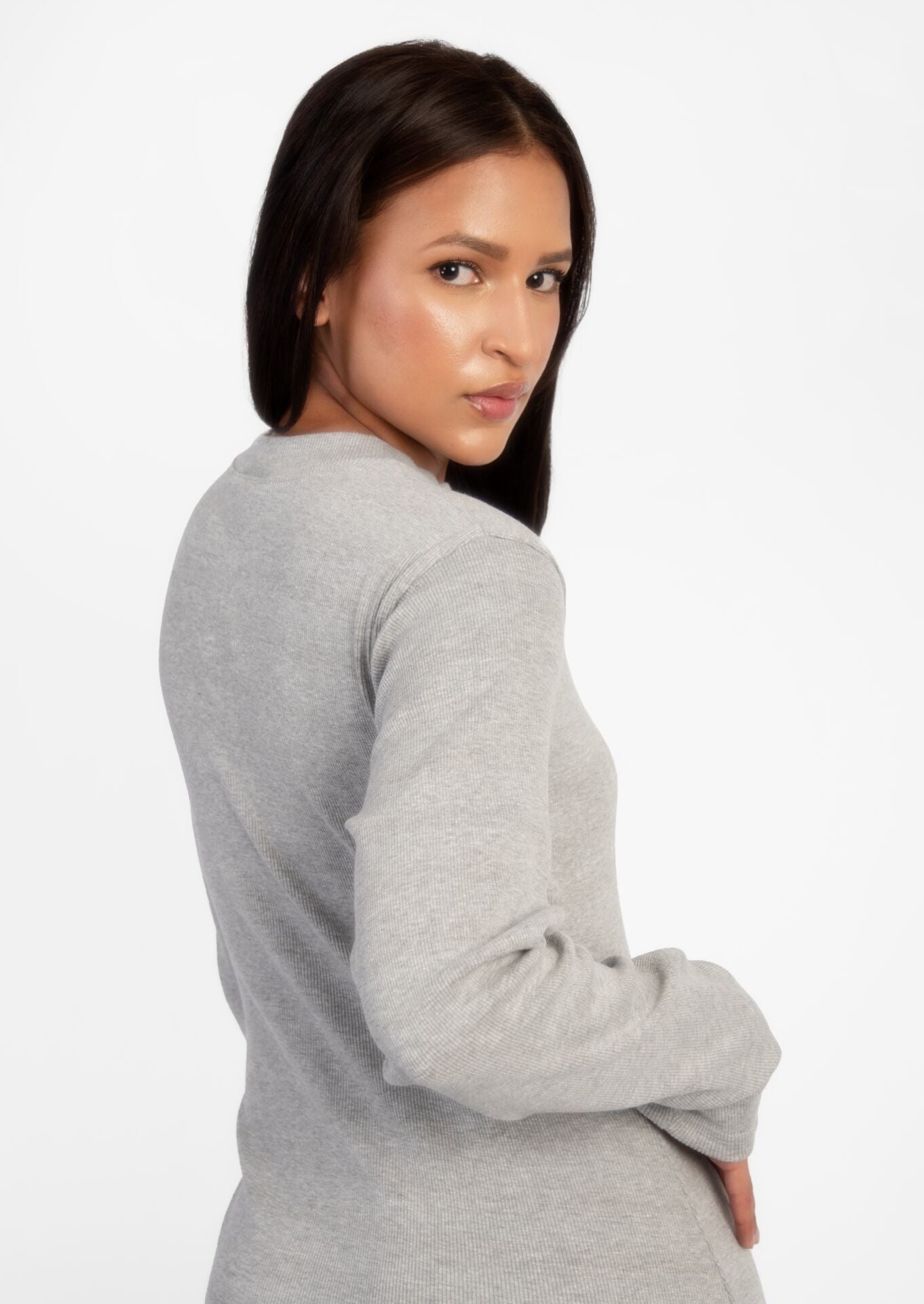 Grey Long Sleeve Mini Dress