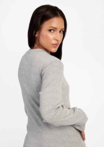 Grey Long Sleeve Mini Dress