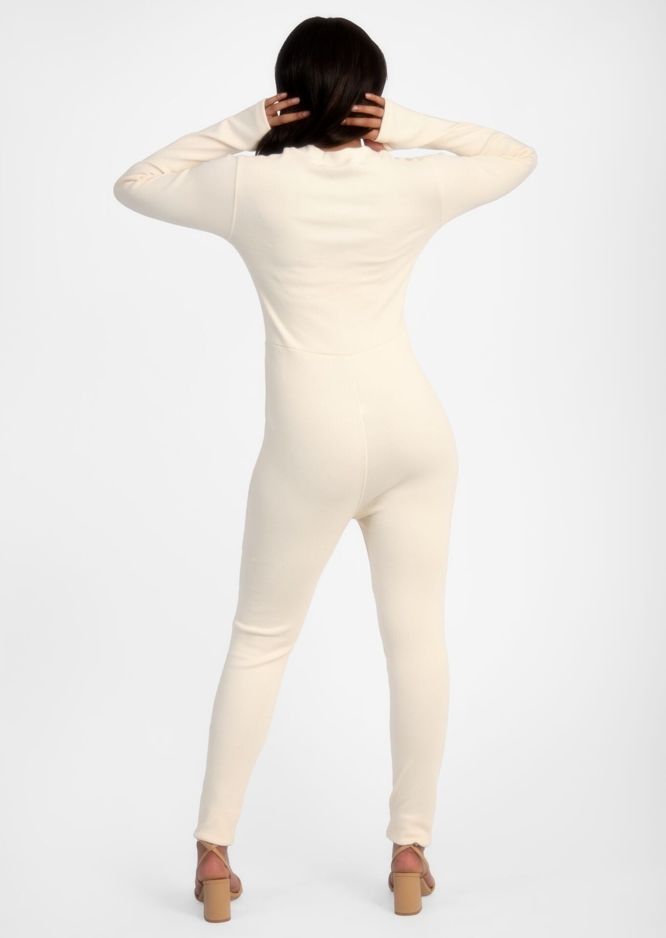 Cream Ribbed Jumpsuit