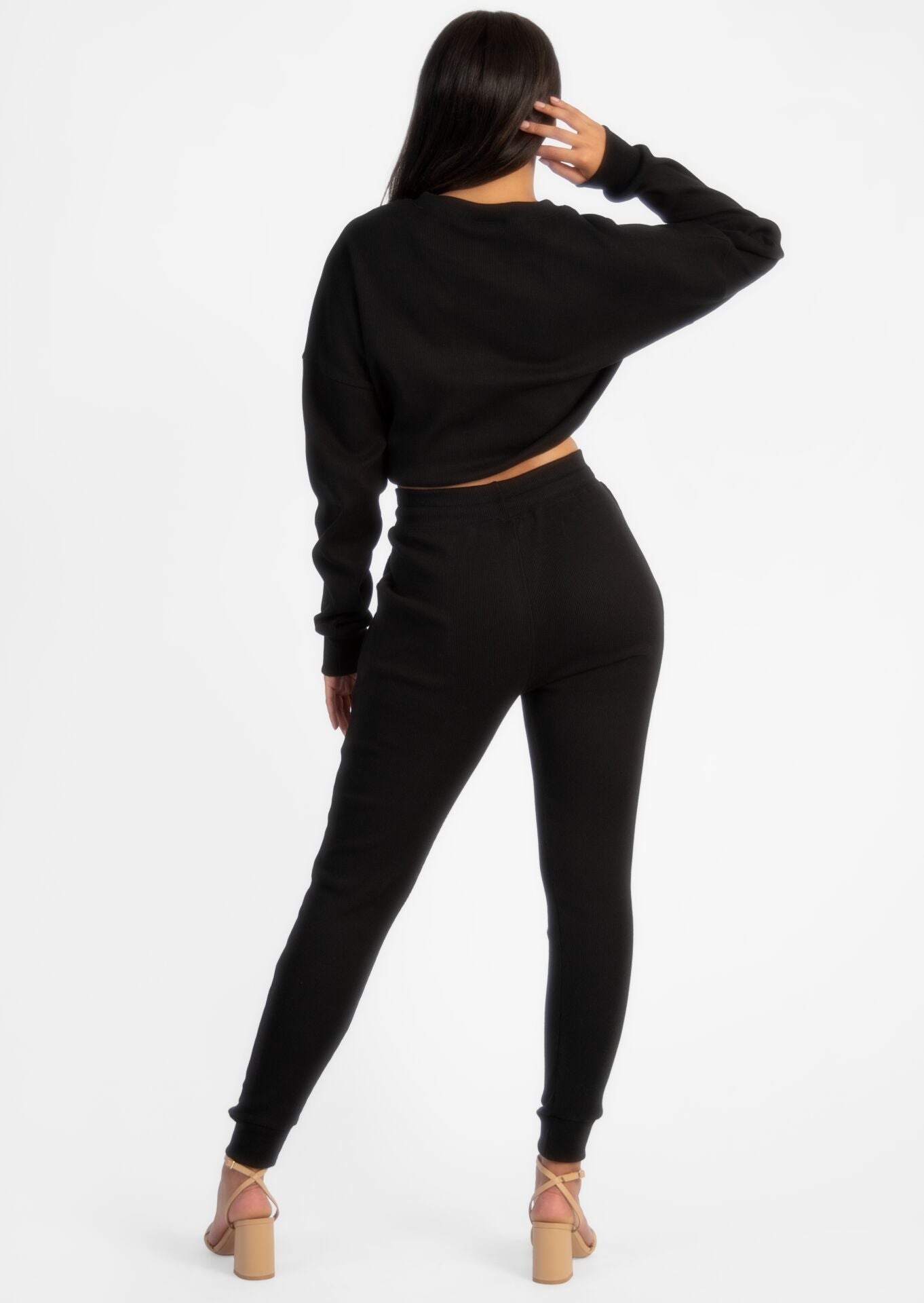 Black Ribbed Loungewear Set
