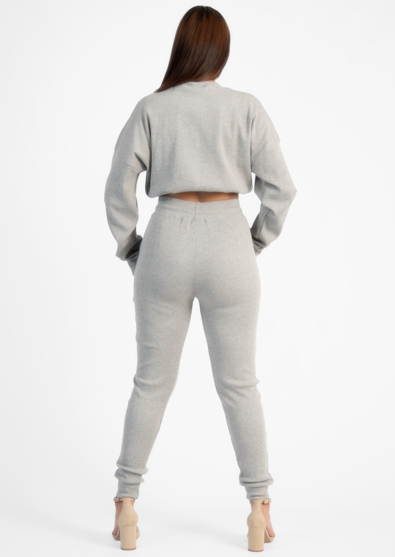 Grey Ribbed Loungewear Set