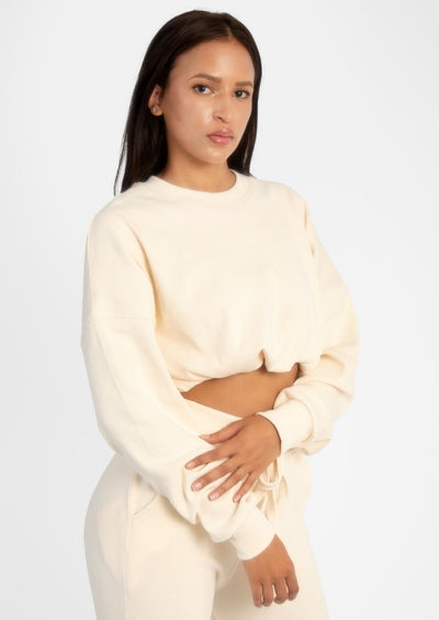 Cream Ribbed Loungewear Set