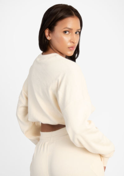 Cream Ribbed Loungewear Set