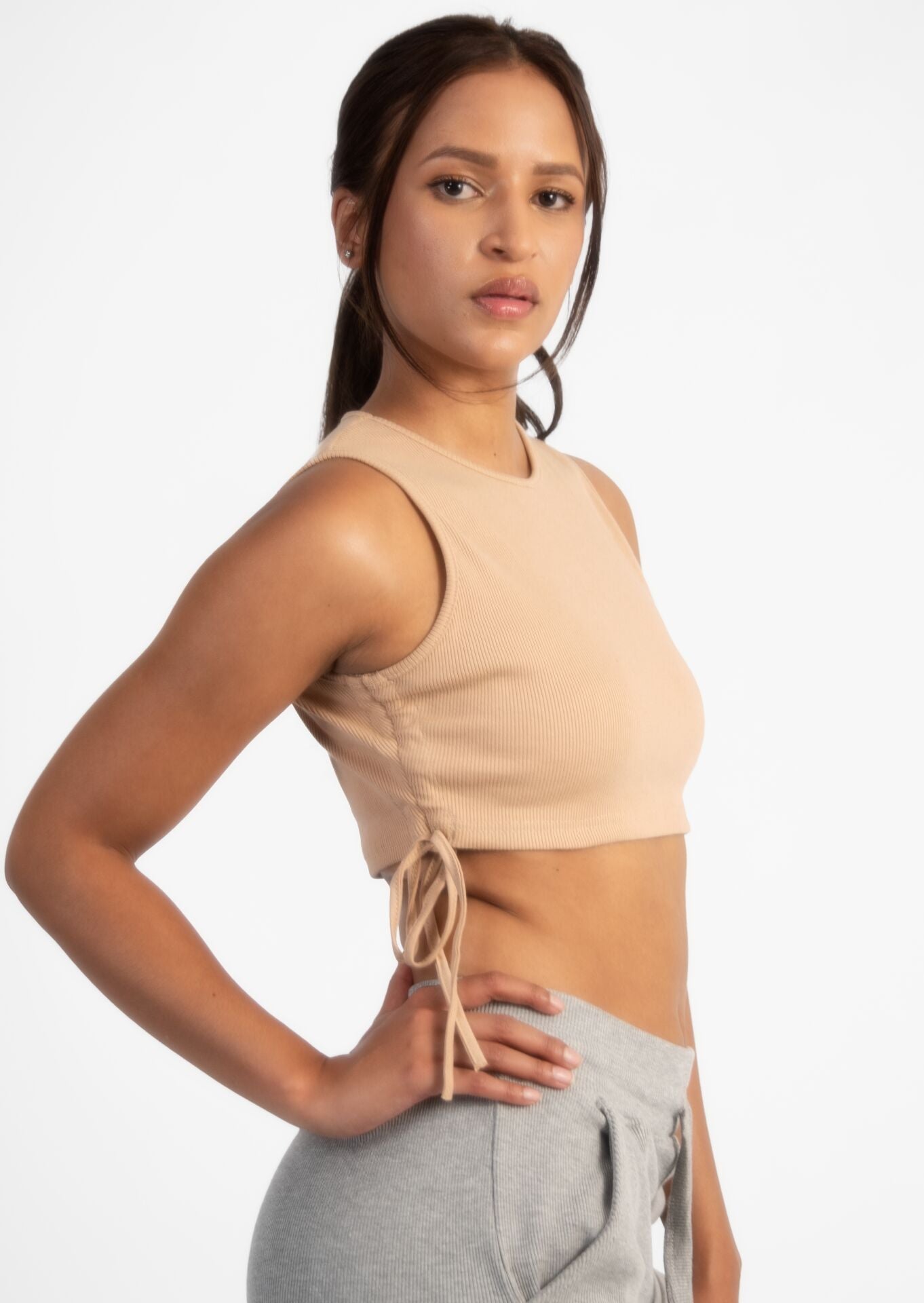 Nude Ruche Cord Crop Top