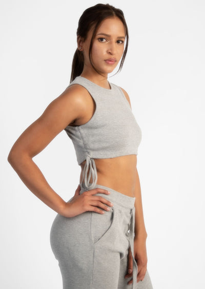 Grey Ruche Cord Crop Top