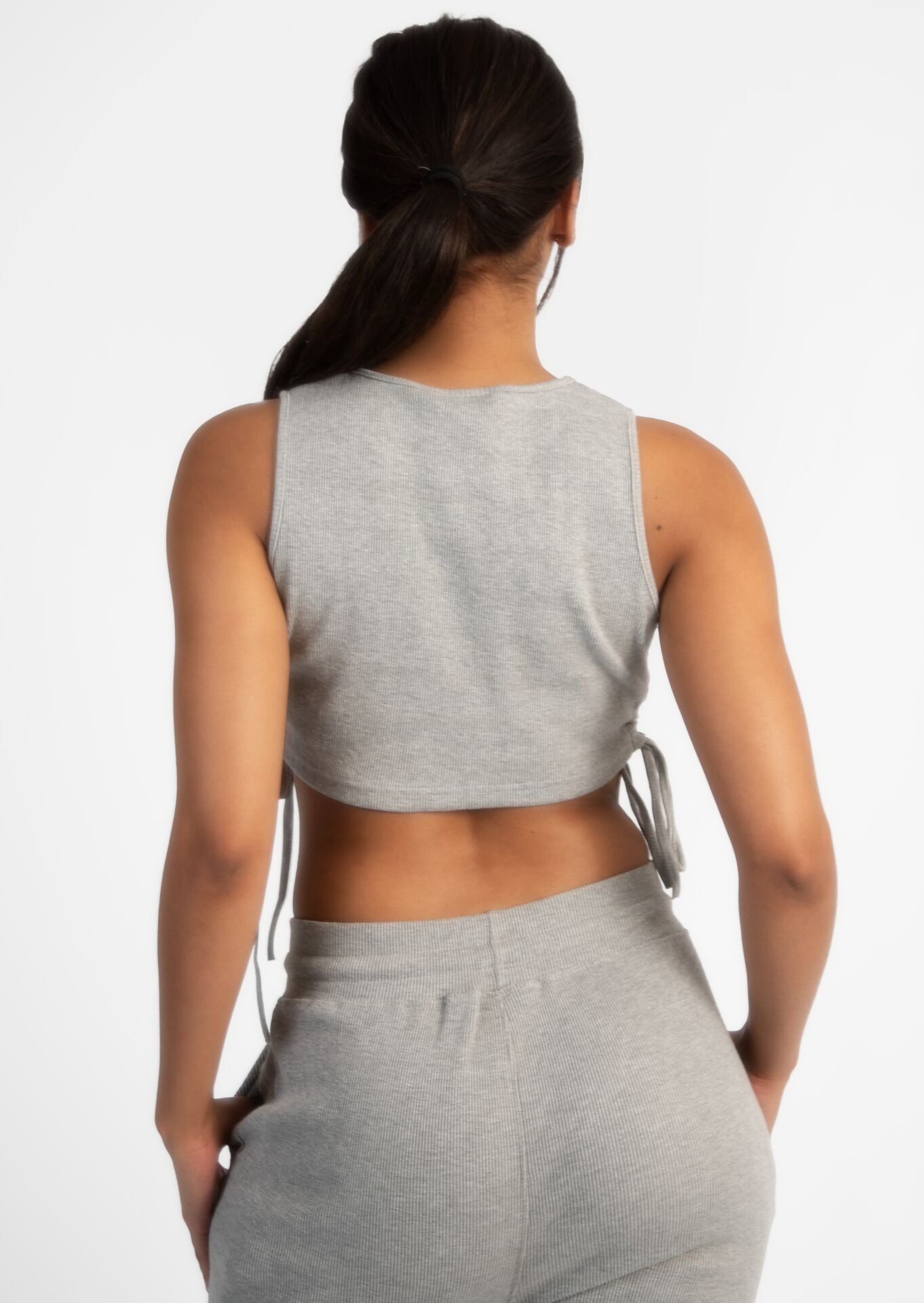 Grey Ruche Cord Crop Top