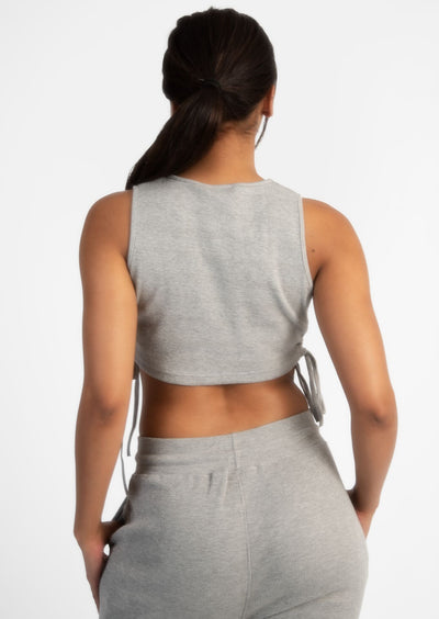 Grey Ruche Cord Crop Top