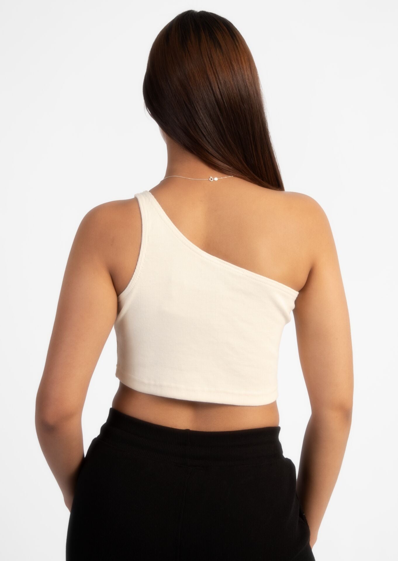 Cream Off Shoulder Crop Rib Top