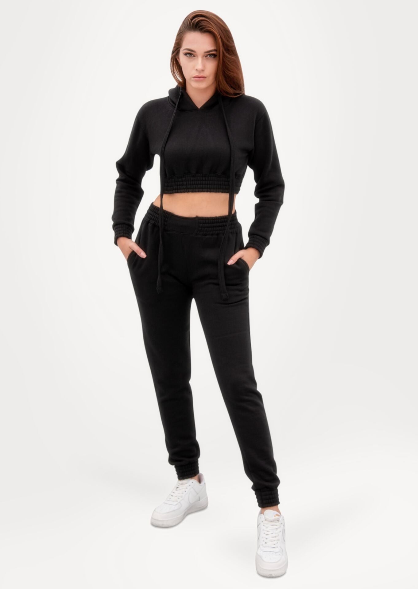 Black Elasticated Hoodie Loungewear Set
