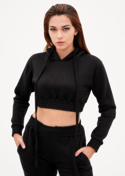 Black Elasticated Hoodie Loungewear Set