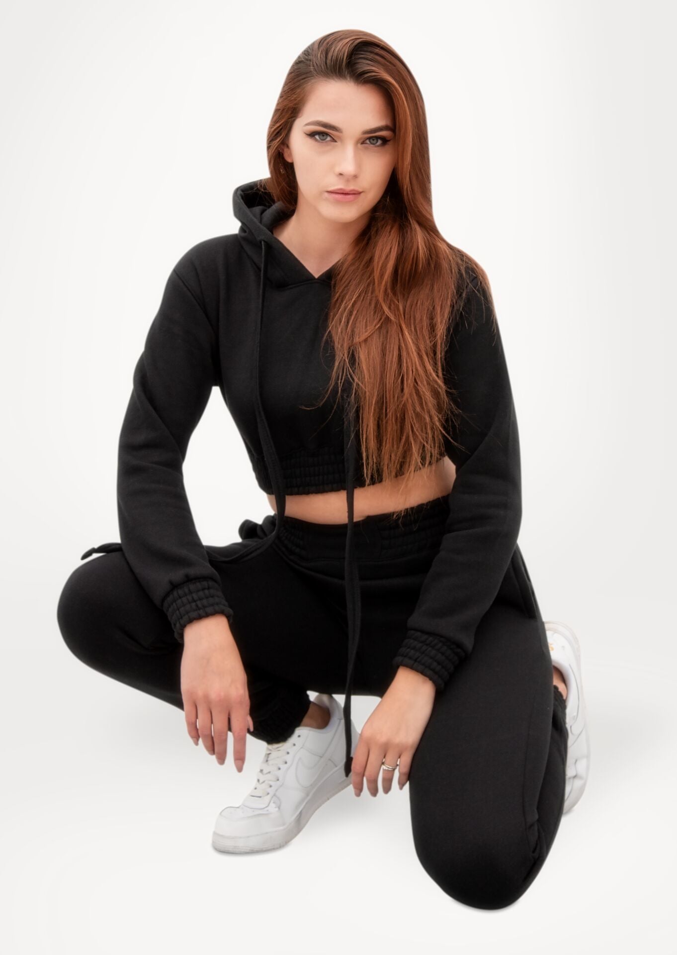Black Elasticated Hoodie Loungewear Set